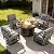 Gotland 5 Piece Patio Set, Aluminum Outdoor Swivel Chairs Set with 48’’ Round Fire Pit 5.1’’ High-Resilience Seat Cushions 29.5" Deep Seating, Metal Patio Furniture Set Patio Conversation Sets, Grey