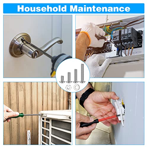 900PCS Nuts and Bolts Assortment Kit for Home Projects - Stainless Steel Machine Screw Assortment Kit SAE Assorted Screw Set Phillips Pan Head Screws Washers Nuts with Case (#4-40#6-32#8-32#10-24) - Image 6