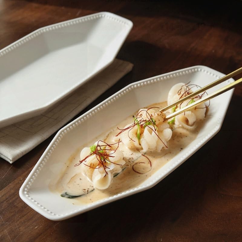 Pearl Plate Household Serving for Steaming Fish Ceramic Tableware Western Dining