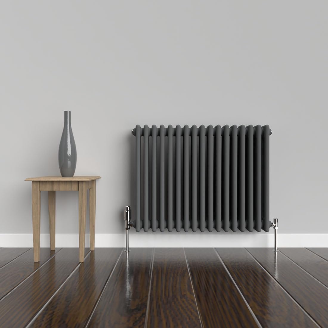 Lux Heat Anthracite Grey Horizontal 3 Column Traditional Radiator 600mm (H) x 785mm (W)