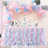 highdi gonna da tavolo in tulle, garza da scrivania in tulle fluffy romantico per feste matrimoni festa di compleanno bambino doccia decorazione (6ft,c arcobaleno di luce)