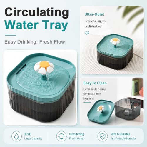 Image of Qpets Pet Water Fountain for Cats and Dogs, Automatic Flow, Quiet Design