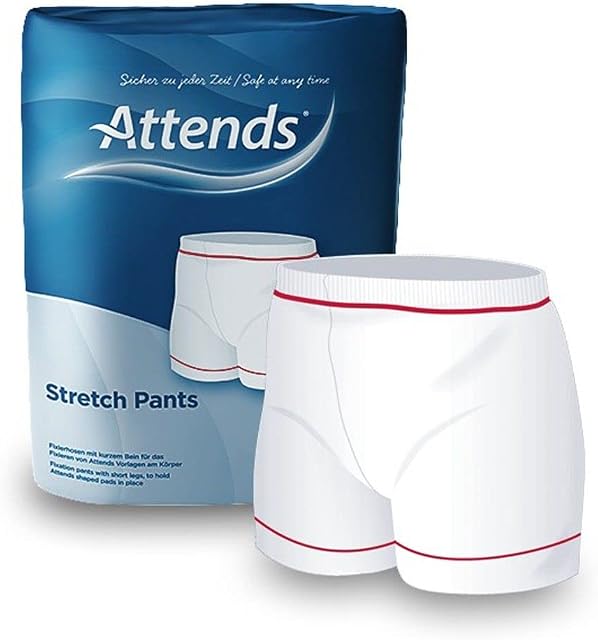Attends Stretch Pants - Unisex Fixation Pants for Shaped Incontinence Pads (Small) - Pack of 15