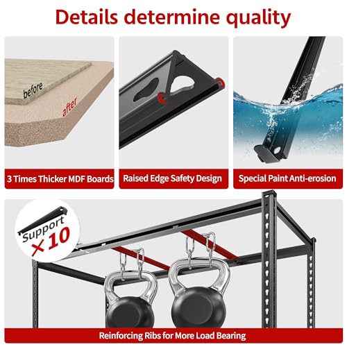 REIBII 48" W Garage Shelving Heavy Duty, 3000LBS Storage Shelves, 5-Tier Adjustable Metal Shelving, Garage Shelves Sturdy Industrial Shelf, Easy Assemble, 72" H x 48" W x 18" D