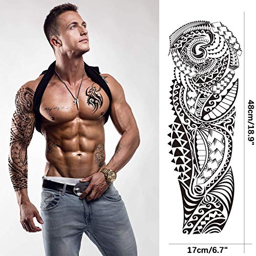 Image of Aresvns 12 Sheets Full Arm Temporary Tattoo Sleeves for Men Adults