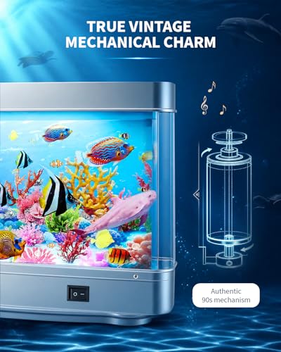 Image of Frutiger Aero Fish Lamp, Artificial Tropical Aquarium (Dolphin Theme), Fake Fish Tank Desktop Decor, 100% QC Passed Moving Ocean Lamp (No-Water, 110V) for Office Stress Relief & Retro Gift
