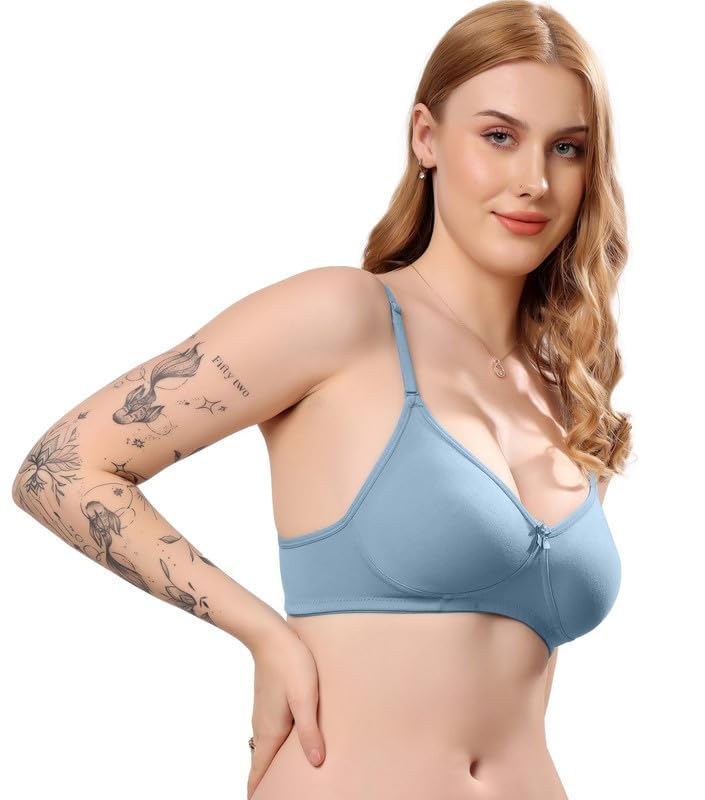 Image of London Hills Regular Bra for Women Everyday Non Padded Wire Free Mid Coverage Cotton Blend