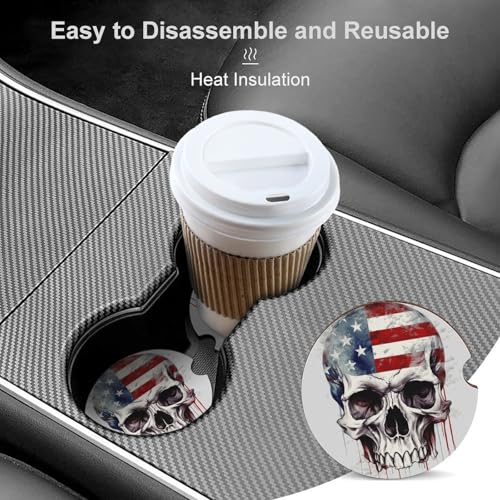 Portavasos para carro con diseño bandera y calavera miniatura 4