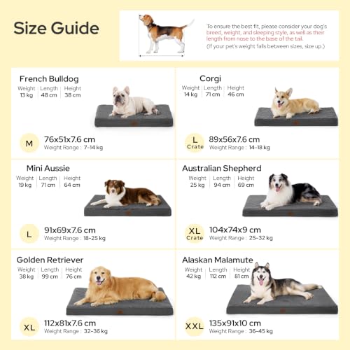 BEDSURE Orthopädisches Hundebett Große Hunde waschbar, 104x74cm dunkelgrau – Ansicht 6