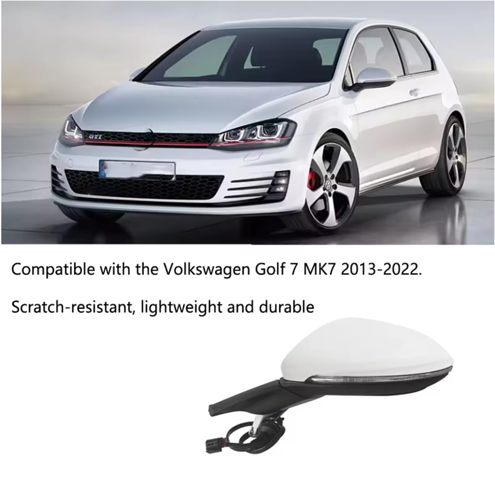 Specchietto Retrovisore Sinistro for Golf 7 MK7 2014-2020,con Riscaldato – 6 Fili