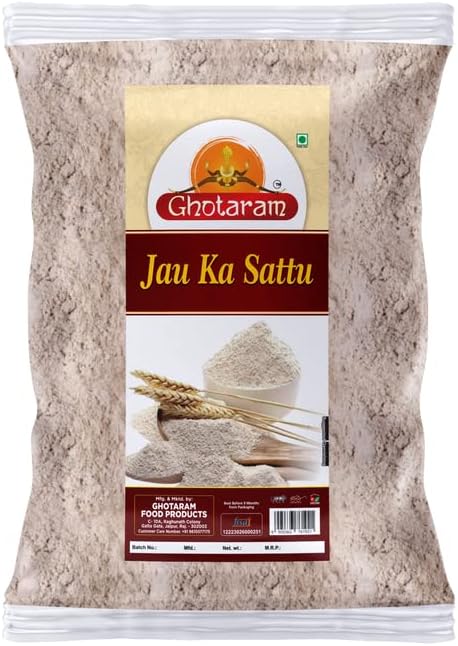 Ghotaram Awadhi Jau Barley Sattu, Jau Jeon Jav Sattu, Instant Sattu Drink Powder, Sattu, Sattoo Joo Sattu Powder Fiber-Rich Sattu, Healthy Roasted Barley, Jau dhani Flour Atta Sattu-480g