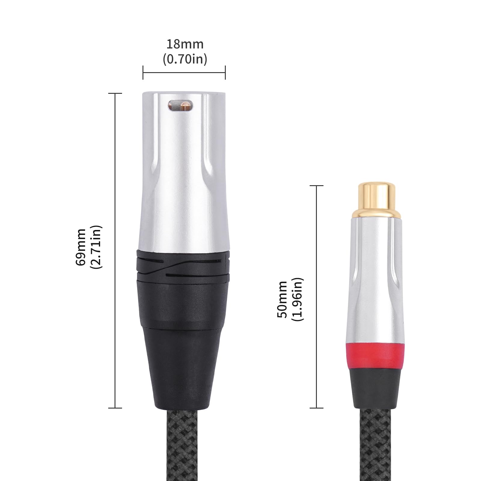 2 x kabel audio RCA żeński na 3-pinowy męski kabel audio; balans XLR męski na RCA żeński niesymetryczny, mikser, wzmacniacz mocy, kabel odtwarzacza audio