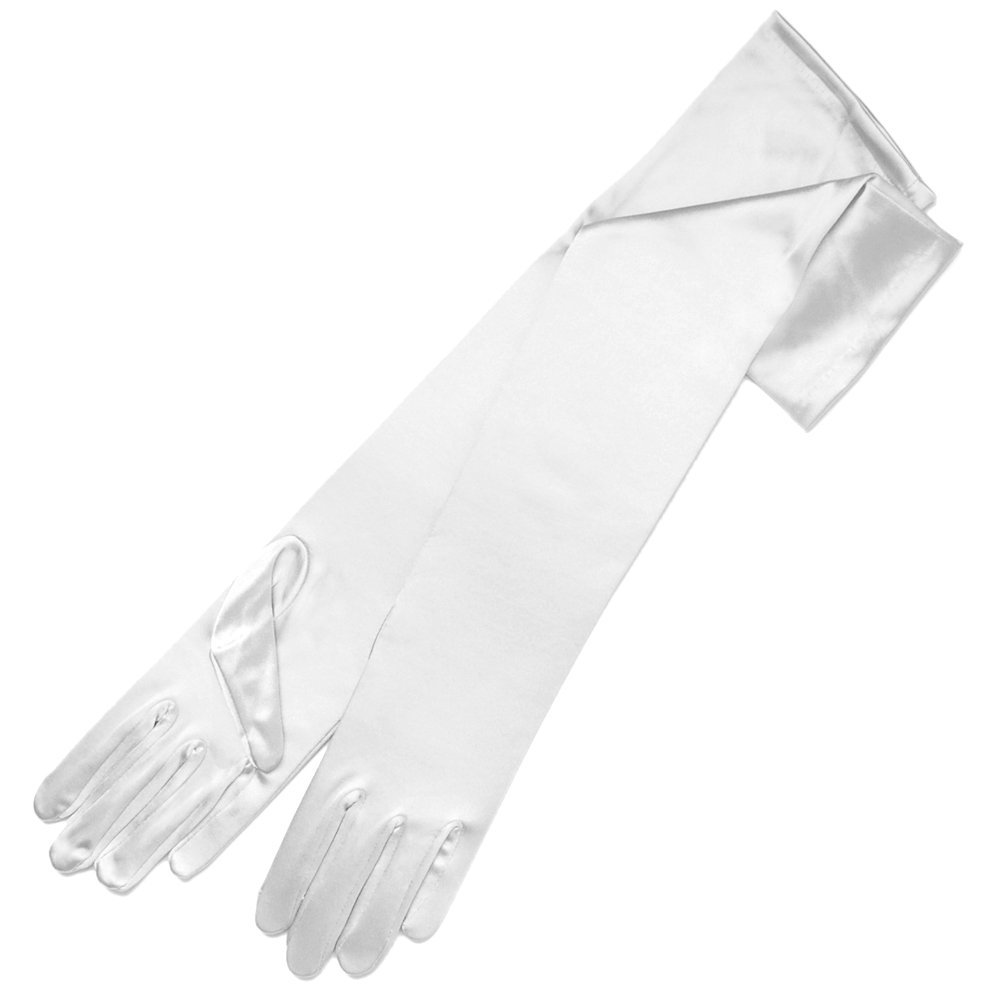 19.5" Long Shiny Stretch Satin Dress Gloves 12BL