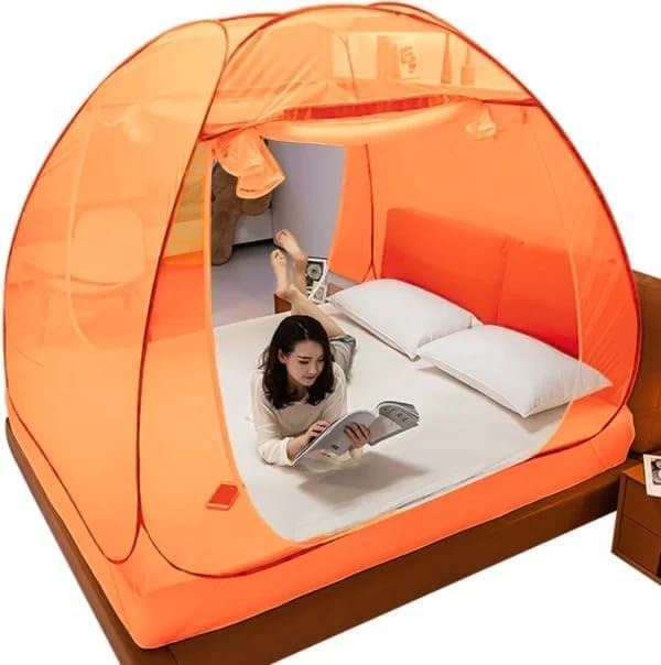 Erosion Polyester Adults Washable Mosquito Net for Double Bed & King Size Bed -(6 X 6 FT) Foldable Mosquito Net (Orange, Tent) (B0DF52QVRP) Amazon Price History, Amazon Price Tracker