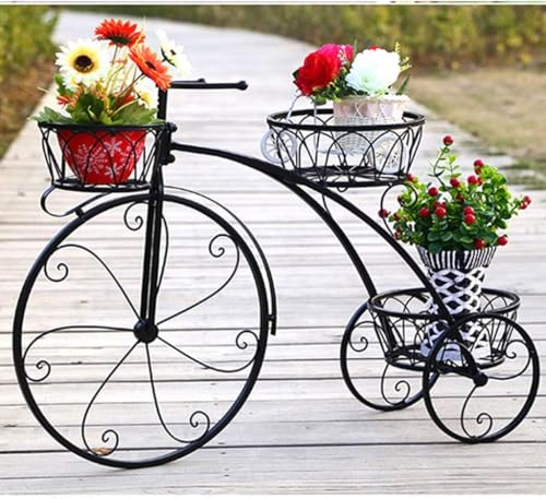 Support de fleur de vélo en fer forgé contenant 3 pots - 4