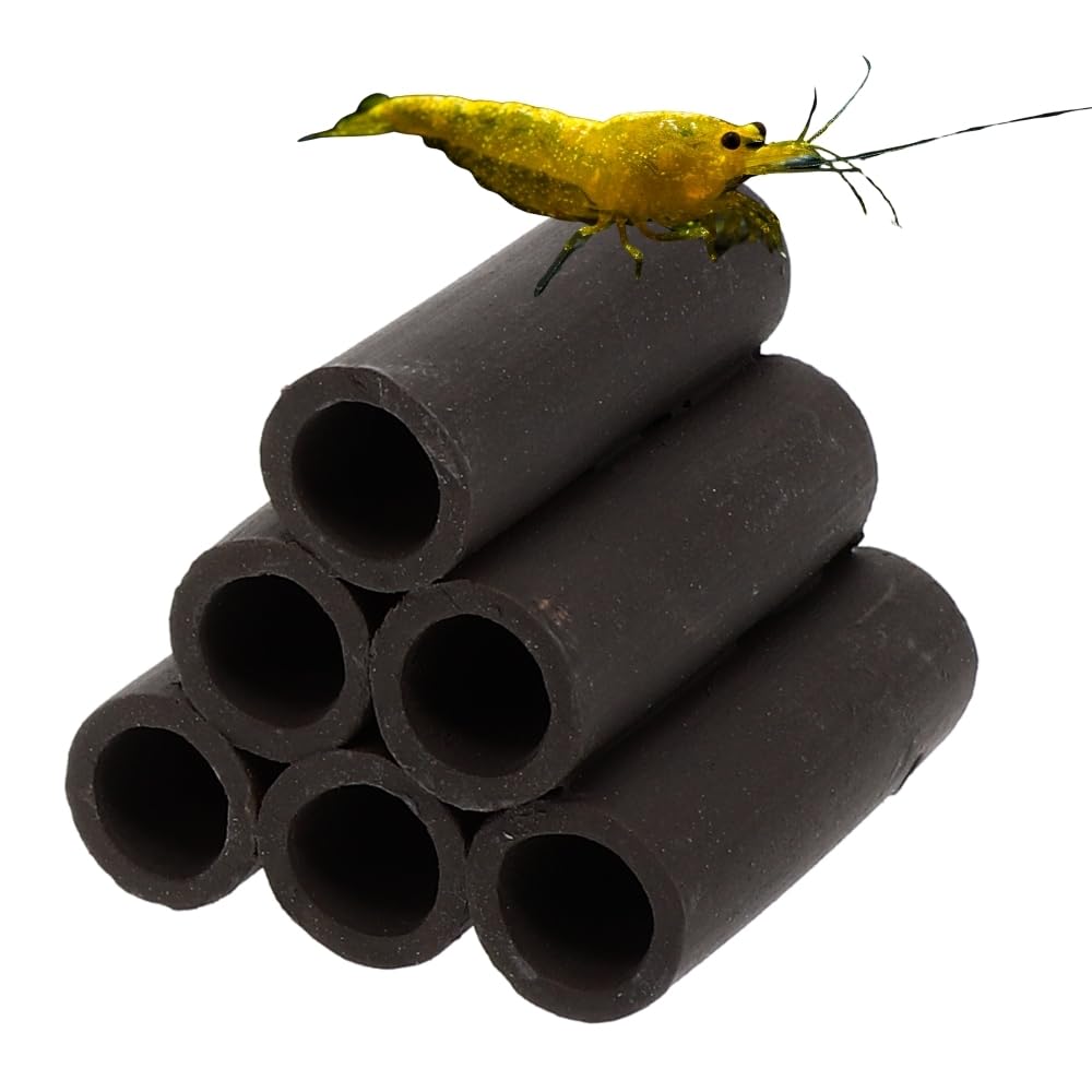 GarPet Aquariendeko Pyramide 6er Garnelenröhre Aquarium Deko Garnelen Garnelenhöhle Krebshöhle Welsröhre Laichröhre Keramik Ton schwarz