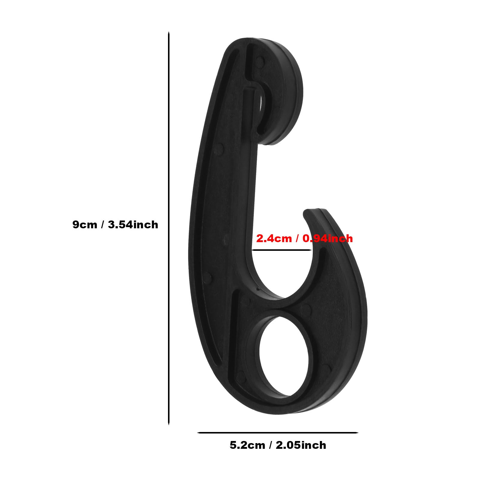 YINETTECH 10PCS Black Plastic Hook PVC Car Cover Tarpaulin Rope Hook Cargo Cover Net Hooks for Cargo Net Bungee Net Truck Net Truck Storage Rack 90x52mm - Image 4
