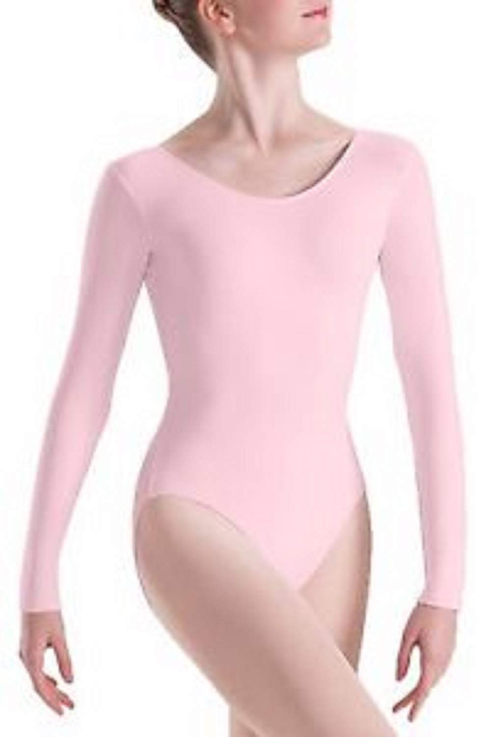 elegance1234 Ladies Roundneck Cotton Leotard/Bodysuit (UK 14 L(42), Pale Pink)