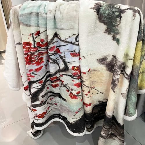 Bcsewcg 20000 Japanese Throw Blanket, Asian Anime Japanese Cherry Blossom Nature Landscape Soft Warm Flannel Throw Blanket thumb #4