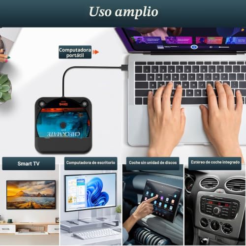Reproductor de CD USB portátil para coche con cable de extensión flexible anti tirones 6