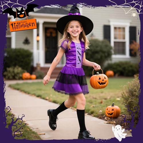 Disfraz de Bruja Morada para Niñas 5-12 Años miniatura 3