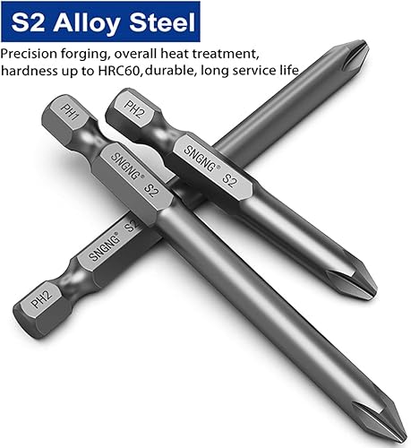 Miniatura 3 de Brocas de destornillador Phillips de 6 pulgadas de largo, vástago hexagonal de 14 de pulgada, juego de brocas magnéticas para taller de producción