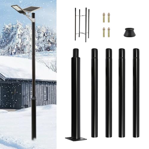 DHQCQL Palo per lampioni a energia solare, con picchetto e telaio di fondazione, resistente alle intemperie, illuminazione esterna, asta per lampioni divisa per terrazza, strada (5 m)
