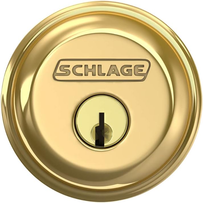 SCHLAGE B60N505 Deadbolt, Keyed 1 Side, Bright Brass