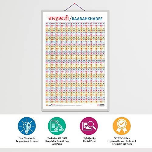 Image of GO WOO Combo of 2 Alphabet and Baarahkhadee Educational Posters for Preschool Kids Classroom Study | Learning- Charts for Kids Learning (20 inchX30 inch Inches)