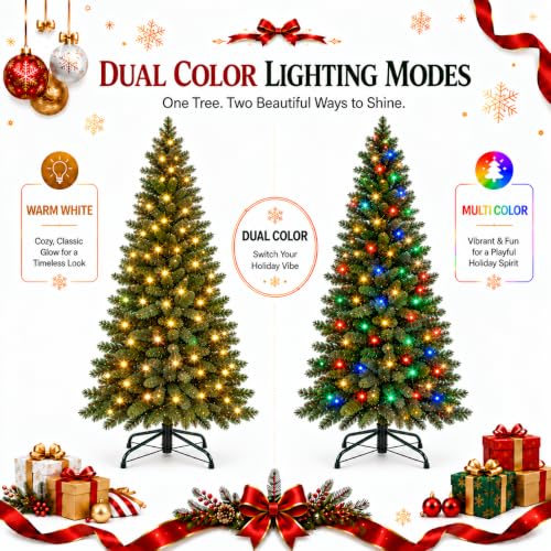 GarveeLife Hinged Artificial Prelit Christmas Tree 7.5ft, Dual-Color Lights - Image 5