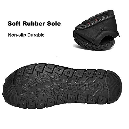 UPIShi Men's Casual Penny Loafers Breathable Leather Lace Up Handmade Outdoor Shoes3