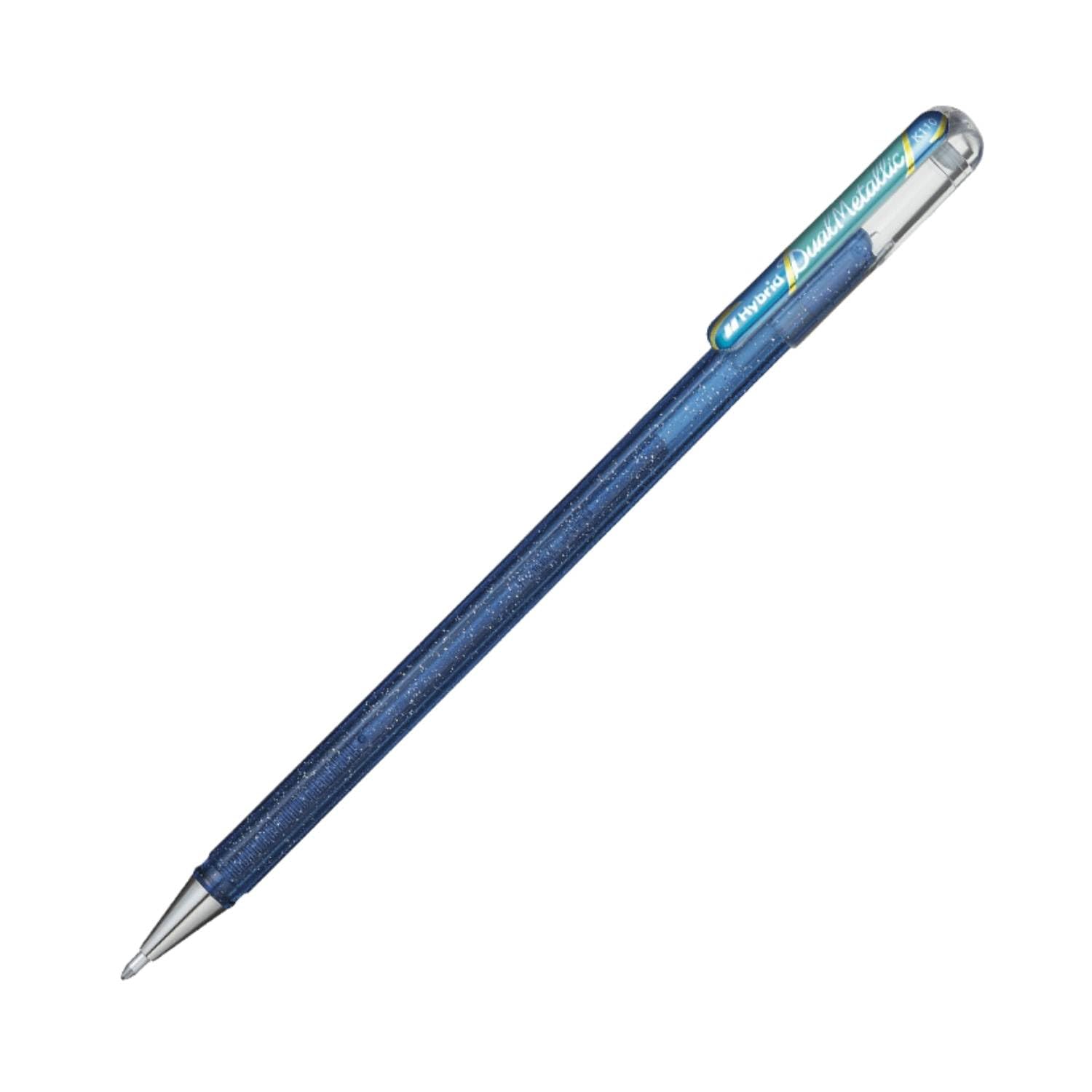 Pentel Hybrid - Dual Metallic - Liquid Gel Rollerball Pen - K110 - / Metallic - Single Blue/Green