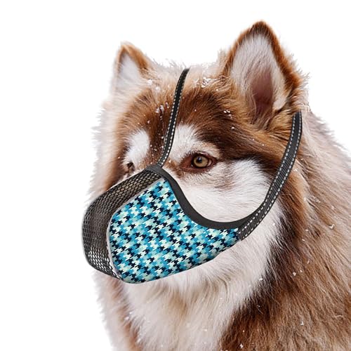 Image of Dog Muzzle for Extra Large Size Dogs to Prevent Biting Chewing Barking Soft Air Mesh Muzzles Reflective Ajustable Full Coverage Dog Mouth Guard Cover for Grooming Scavenging Blue XXL