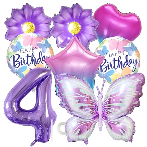 Balões de borboleta 4 anos, decoração de aniversário borboletas, borboletas decorativas para aniversário de 4 anos temática