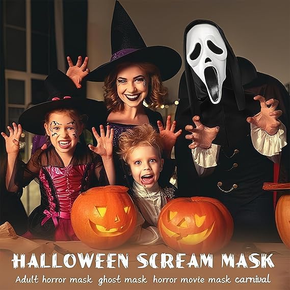 Halloween Scream Mask, Halloween Mask Scary, Halloween Mask Natural Latex Scary Skull Mask Horror Full Head Masque Halloween Party Costume Cosplay Props