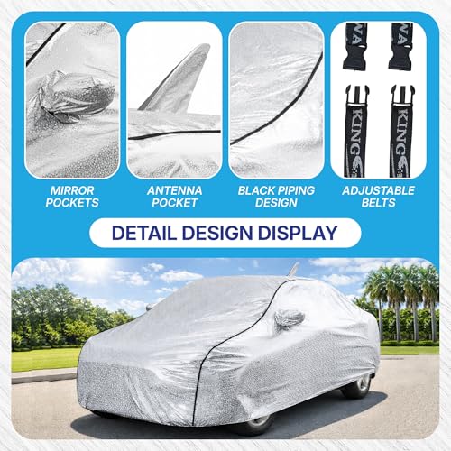 Image of KINGSWAY SilverTech 100% Waterproof Car Cover Only with Tata Curvv EV (Year 2024 Onwards - All Model) | Mirror and Antenna Pockets | Scratchproof | All Weather Car Body Cover