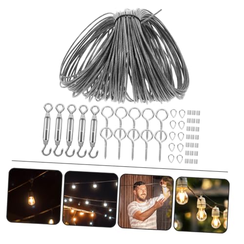 Juego de 1 sistema colgante para cables de acero inoxidable para instalación de luces de cuerda en techo, accesorios para jardín y uso doméstico miniatura 4