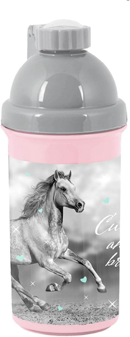 PASO School Bidon Grey and Pink Horse 550 ml
