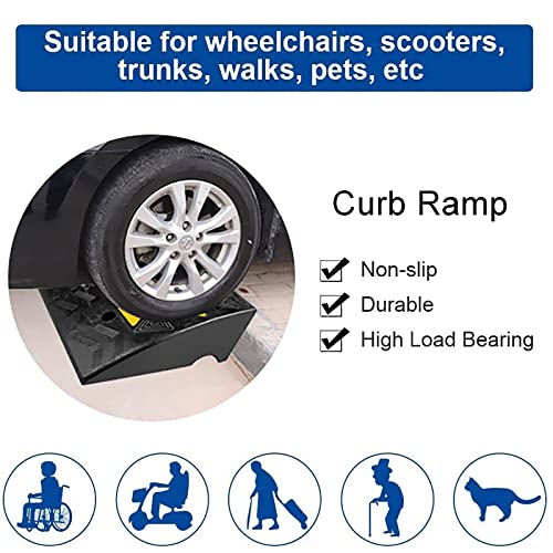 Rampas para bordillos de caucho resistente, portátiles, para automóvil, scooter, RV, bicicleta, motocicleta, silla de ruedas y umbral (Tamaño: 50 x 37 x 15,5 cm) miniatura 2