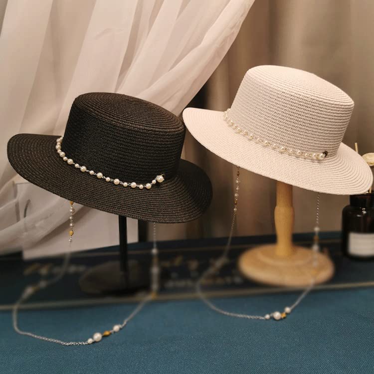 Amazon.co.jp: WXBDD 夏の女性の帽子パールチェーンフラットトップ
