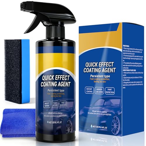 Ceramic Coating Spray for Cars, Quick Effect Coating Agent for Car Paint Care, Extreme Hydrophobic Car Wax Spray for High Gloss Shine & Smooth Finish, Detailer for Cars, Trucks, RVs & Boats (1PCS)