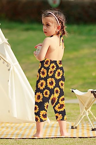 Raisevern 2T 3T Romper Baby Girls Slouch Jumpsuit Toddler Infant Strap Backless Sunflower Jumper One Piece Harem Outfits Kid Overalls #TOP4