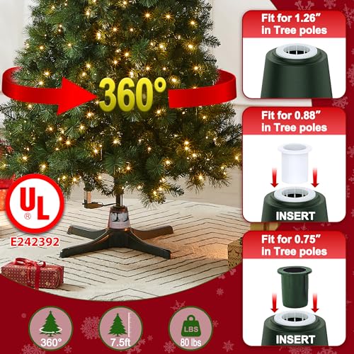 Greatday Rotating Tree Stand,360-Degree Rotating Christmas Tree Stand,Up To 7.5Ft And 80 Pounds Artificial Tree,With 3 Settings Trunk Diameter thumb #3