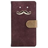 PUレザー 手帳型 スマホケース iPhone用 11 Pro 互換性 対応ケース 合皮 ヴィンテージ風 ひげ 髭 マスタッシュ カード入れ マグネット ベルト (バーガンディ)
