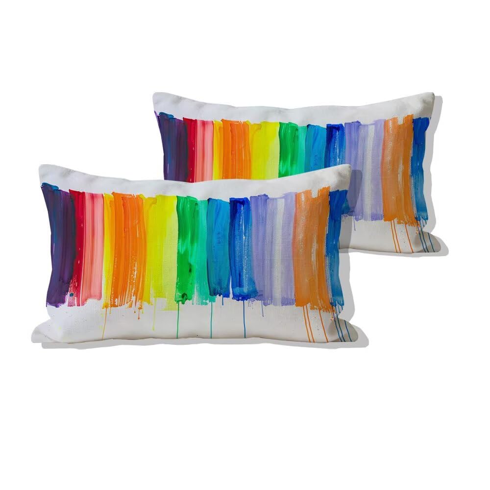 Housse de coussin extérieure imperméable 50x90cm lot de 2 design moderne aspect lin rectangulaire