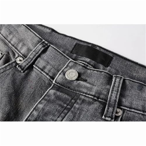 Men Vintage Low Rise Ripped Jeans Pants Distressed Stretch Skinny Button Fly Straight Leg Denim Pants4