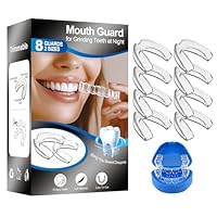 Mouth Guard for Grinding Teeth at Night,8 Packs Night Guards for Teeth Grinding, Moldable Teeth Grinding Mouth Guard for Sleep,Mouthguards for Grinding of Teeth,2 Sizes & 1 Travel Case