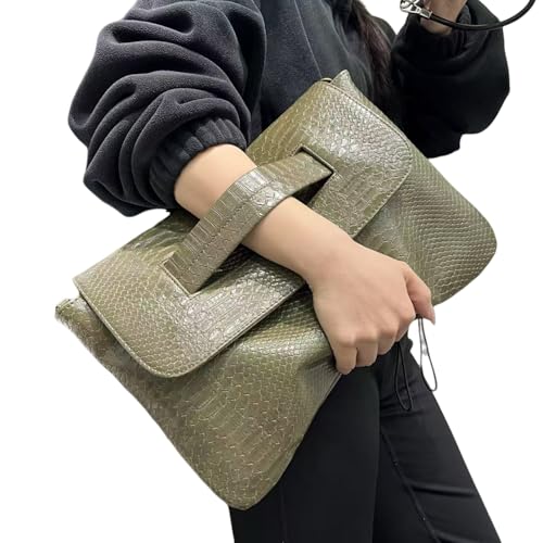 Image of Women Classic Crocodile Pattern Faux Leather Clutch Purse Oversized Female Shoulder Bag Messenger Handbag