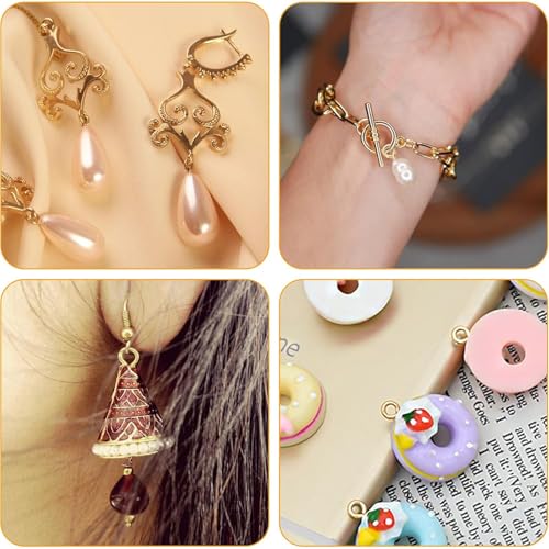 Lunpog 300 Stück Kleine Ösenschraube Schrauboesen ösenschrauben mit Holzgewinde Schraubhaken Edelstahl Ringschrauben für Schmuckherstellung DIY Kunsthandwerk Holz Basteln Möbel(12&10&8mm,Gold)