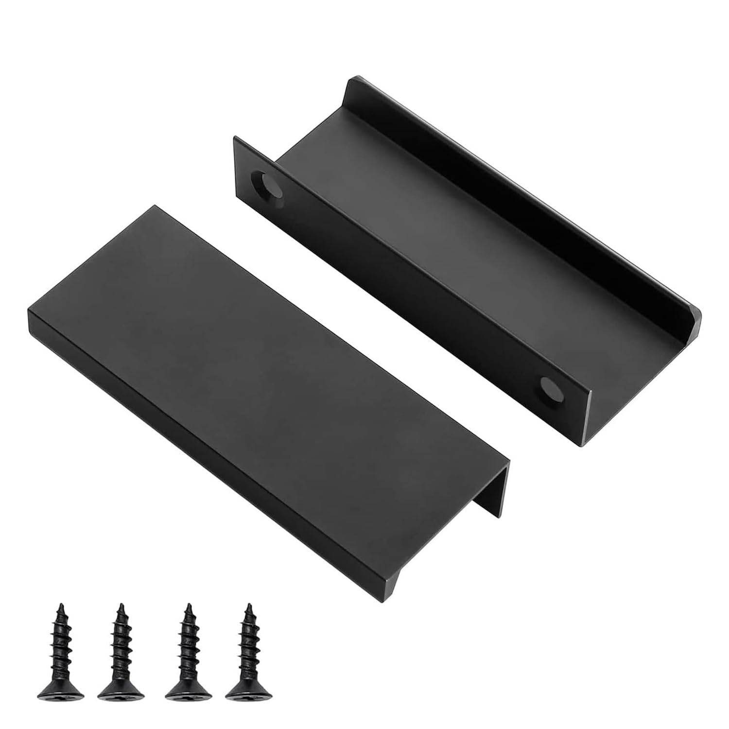 QZKJQDD 2 Pack Black Kitchen Cupboard Handles Finger Edge Pulls for Cabinets and Drawers, 80 mm Wardrobe Door Handles Modern Aluminum, Matte Black â image 1